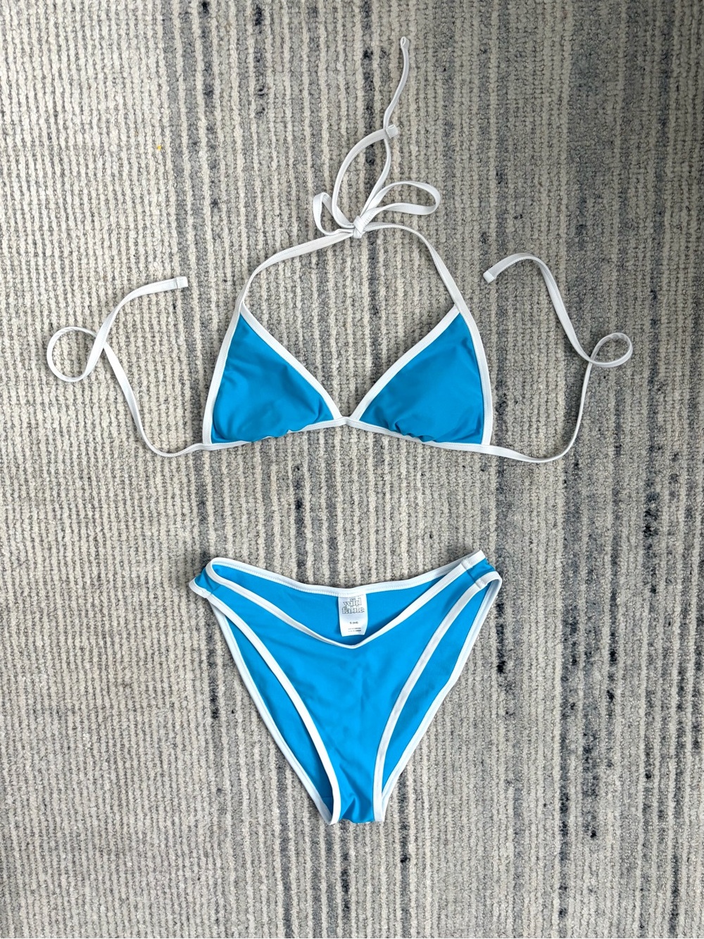 Wild Fable Bright Blue Bikini with White Trim